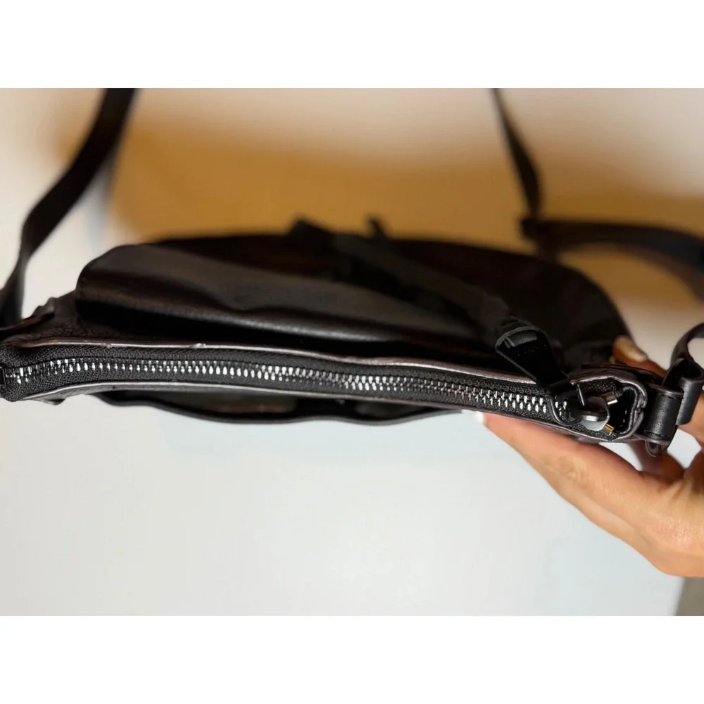 Aimee Kestenberg Essex Crossbody Bag Black Pebbled Leather Adjustable Strap